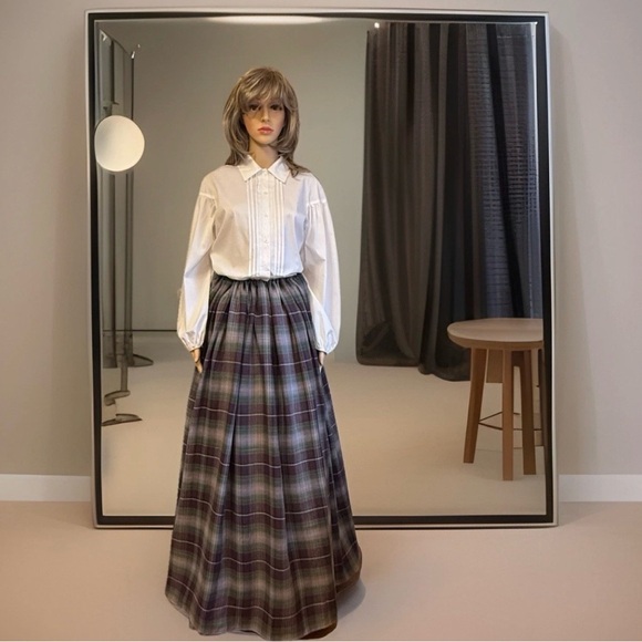 Plaid Maxi Skirt - Gray and Purple Plaid CIVIL WAR DAY CAMP SKIRT RE-ENACTMENT - Picture 6 of 11